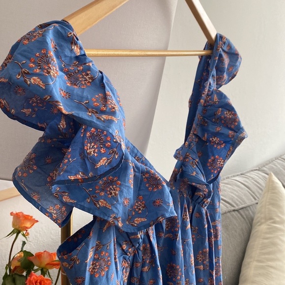 SOLD‼️no available ‼️Summer bohemian beach flowers printed blue long - Picture 4 of 10